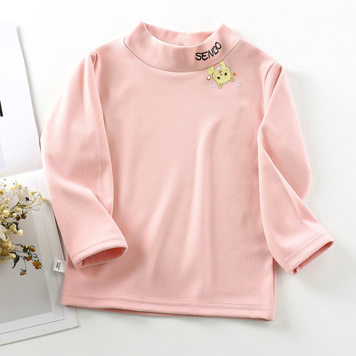 Derong children's bottoming shirt autumn and winter new long-sleeved cartoon tops medium collar warm autumn clothes for boys and girls