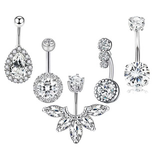 Factory wholesale new belly button ring fashion angel wings belly button nail four claw zircon button body piercing jewelry