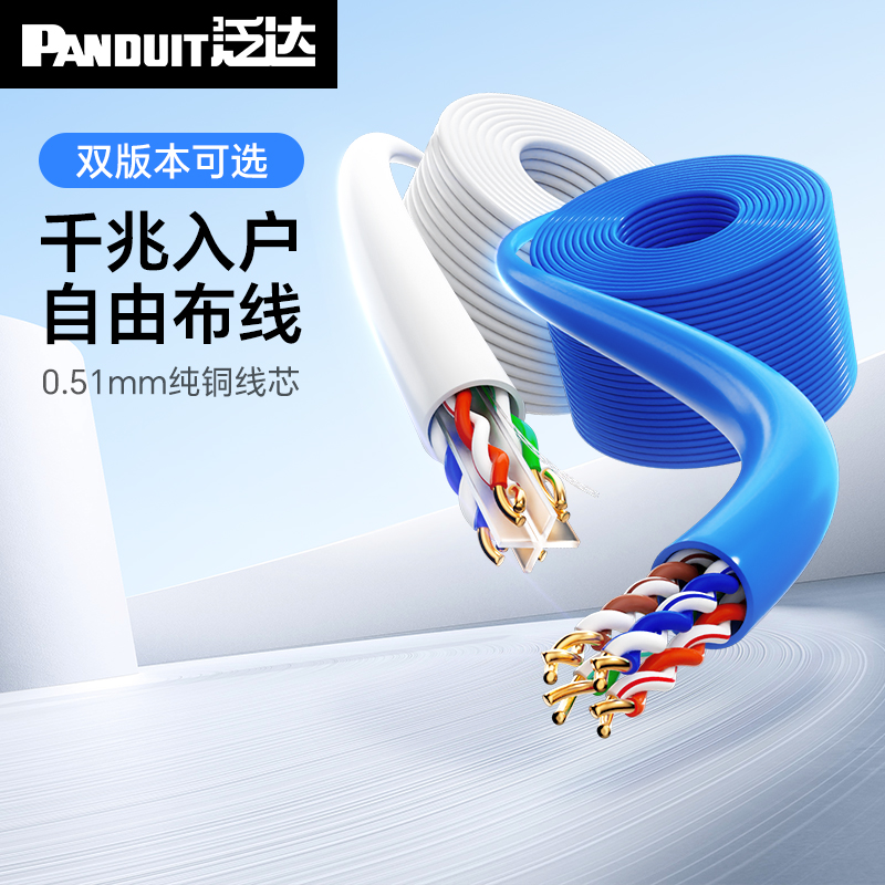 泛达六类千兆网线白色cat6非屏蔽纯无氧铜POE监控家装高速宽带线