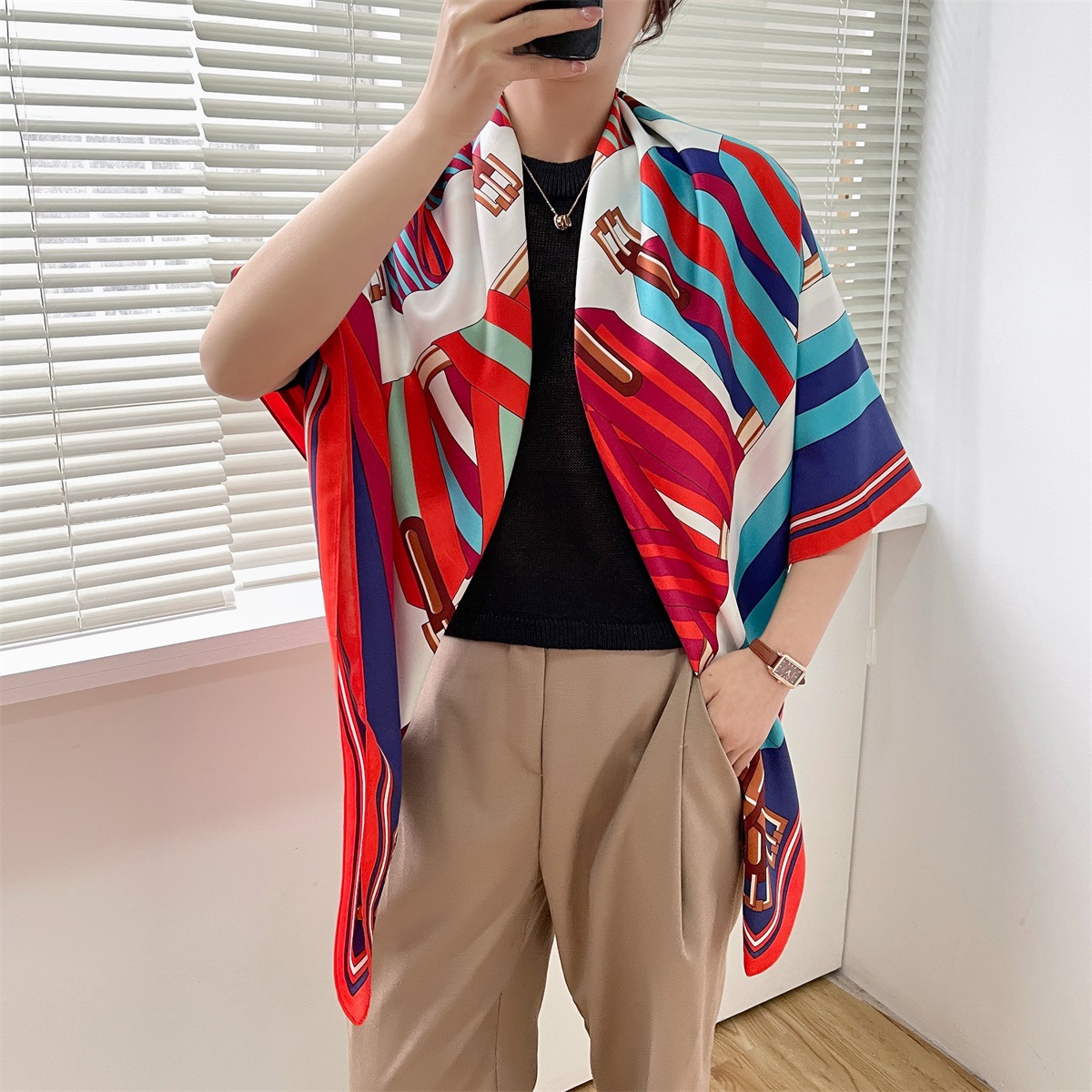 175g Weight Silk Scarf Classification Daily Occasion Polyester Material Plant Pattern Spring&Summer Season Women's Gender Elegant, Simple Style Style Women's Elegant Simple Style Plant Polyester Silk Scarf 8