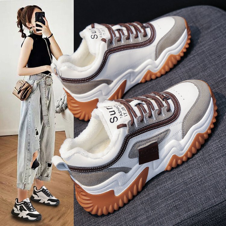 Platform platform clunky shoes for women ins trendy winter fleece-lined 2022 Internet celebrity Korean style fashionable casual sneaker women