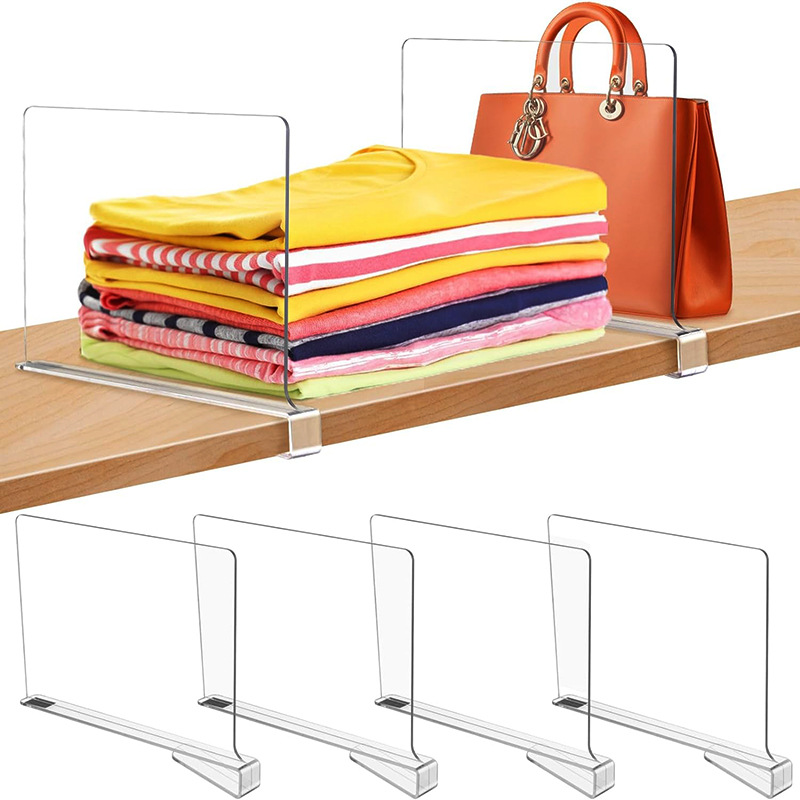 Organizador de gabinete con separador de acrílico y partición de plástico para ropa y bolsos, organizador de escritorio simple. image 3