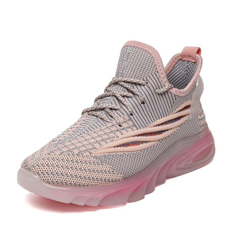 Spring New Style Fly-Knit Fabric Lace-Up Jelly-Soled Women's Shoes, Fashionable and Versatile Women's Shoes, Casual Sports Student Shoes