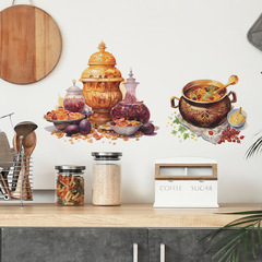 新款FX-E300外貿中東民族風食物茶壺廚房客廳牆面美化牆貼紙批發