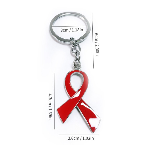 Business gift keychain December 1st AIDS Awareness Day souvenir red ribbon pendant jewelry