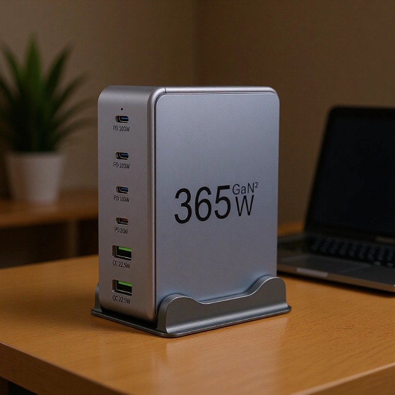 跨境热销新品桌面充电站4PD2QC快速大功率多口充电器适用手机平板