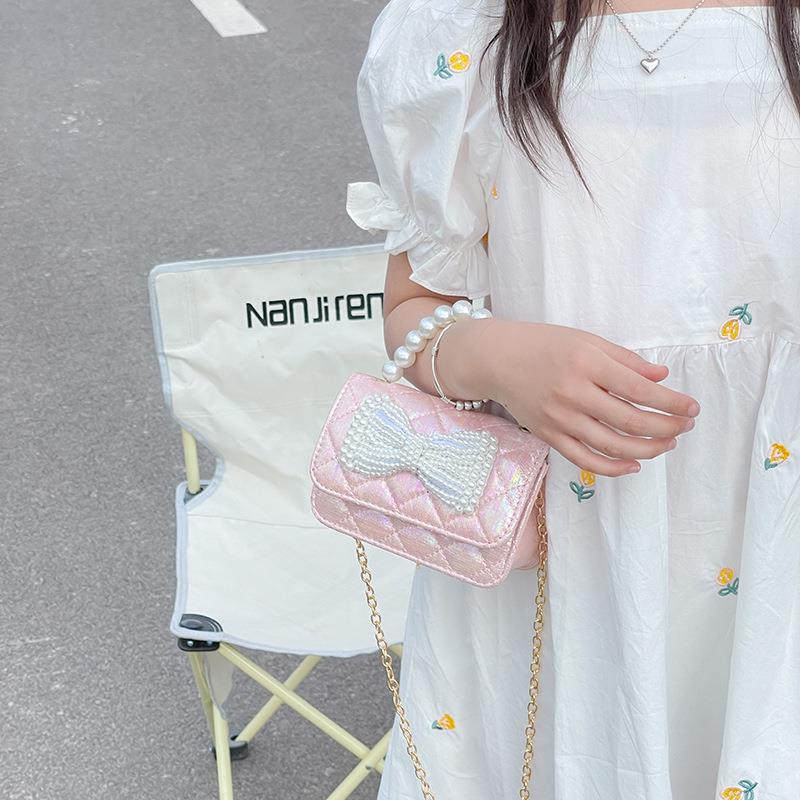 Bolso DE LOS NIÑOS 2022 nueva moda simple niñas bolsa de mensajero lindo arco princesa estilo perla moneda monedero