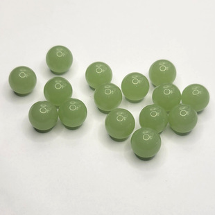 Direct selling imitation Hetian Jade light beads green jade cloth surface round beads non-porous half-hole full-hole smooth loose beads DIY jewelry beads