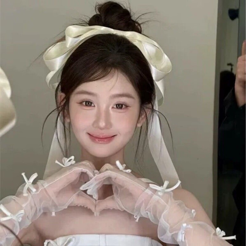 垂れ耳ウサギ～ミントグリーンのリボンヘアピン、韓国風リボンヘアピン、甘い雰囲気の写真撮影用ヘアアクセサリー|undefined