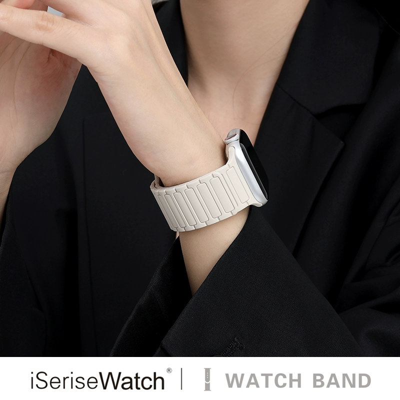 Подходит для силиконового магнитного ремешка Apple Watch S9/8/7 Ultra2, обратная пряжка, дышащий ремешок