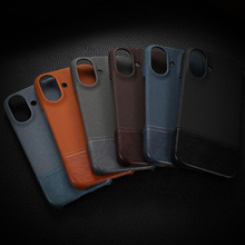 素皮拼接壳适用苹果16promax手机iPhone15保护套14网红软硬外壳潮