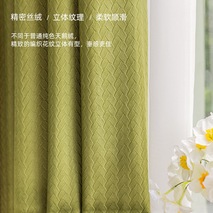 Cardamom Green Fleece Curtain Shading Cloth Shading for Bedroom and Living Room Shading Cloth Curtain Dutch Fleece Nordic Dark Green Velvet