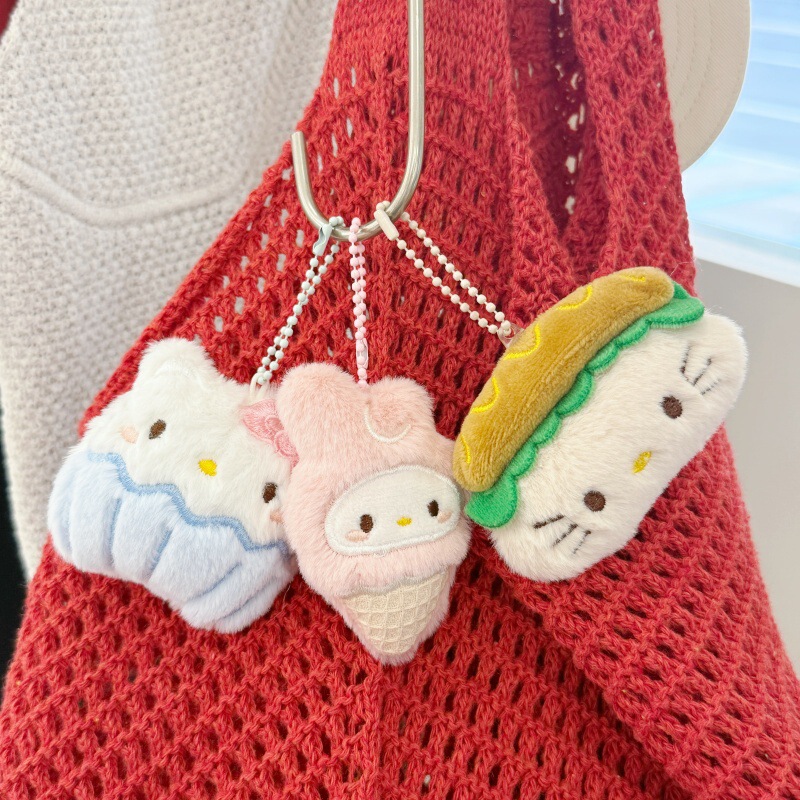 Cartoon Plush KT Cat Cake Cappi Barra Ice Cream Doll Doll School Bag Pendant Key Bead Chain Decoration