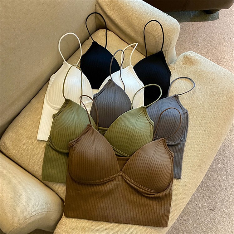Knitted Camisole Women's Summer Inner Wear with Padded Chest Wrap Outer Wear Beautiful Back Bra Intimates No Size Sexy Style Knitted Camisole Women's Summer Inner Wear with Padded Chest Wrap Outer Wear Beautiful Back Bra Intimates No Size Sexy Style