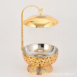 Cross-border Stainless Steel Dining Stove Golden Hanging Stove Self-service Hot Pot Hotel Food Insulation Dining Stove Commercial Alcohol Stove Foreign Trade