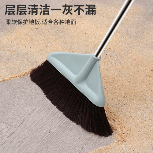 A single household broom set includes a soft bristle sweeping broom and a long-handled broom that doesn't require bending, designed to pick up hair effectively.