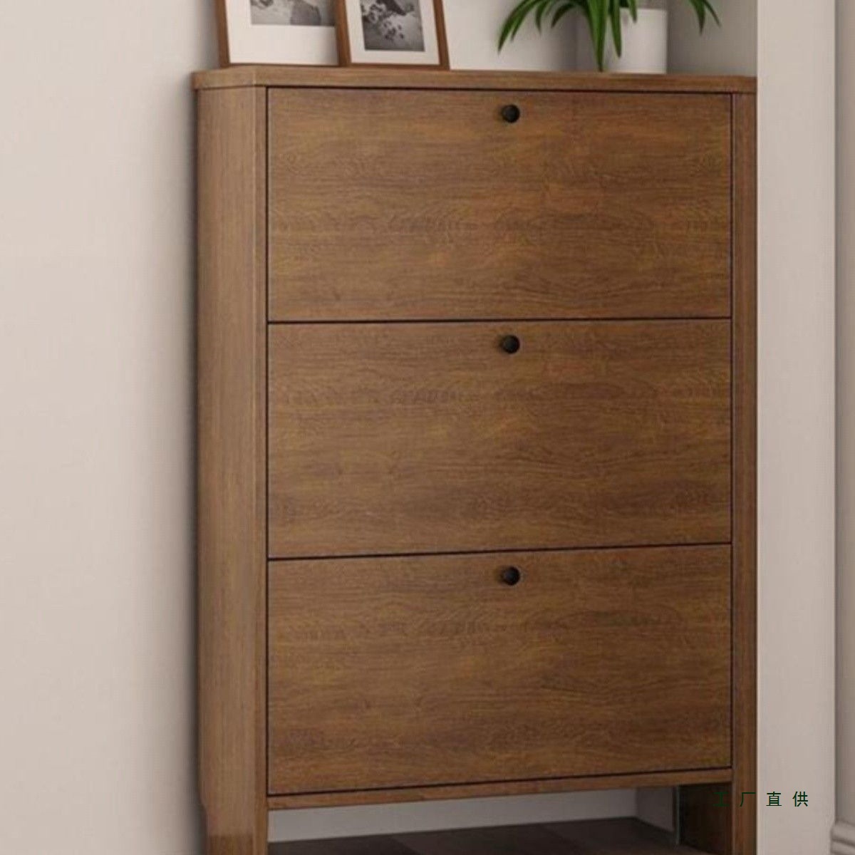 All Solid Wood Extremely Narrow and Ultra-Thin Tipping Shoe Cabinet Entry Door Simple Shoe Rack Large Capacity Entrance Cabinet 15cm Thick