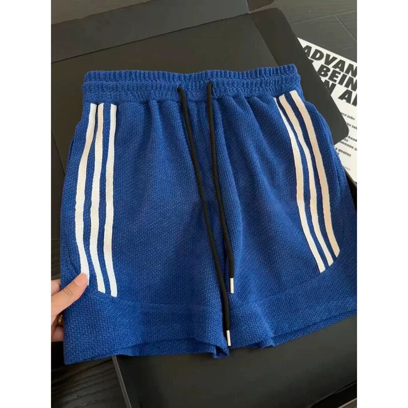 Klein Blue High-End Sports Shorts for Men, Summer Thin Breathable Striped Pants, American-Style Dragon Scale Pattern Quarter-Length Shorts Klein Blue High-End Sports Shorts for Men, Summer Thin Breathable Striped Pants, American-Style Dragon Scale Pattern Quarter-Length Shorts