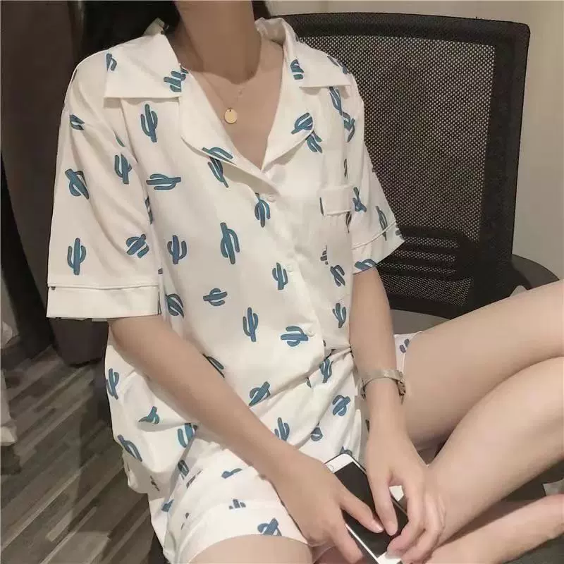 Пижамный комплект Fresh: шорты и кардиган, короткий рукав, японско-корейский стиль