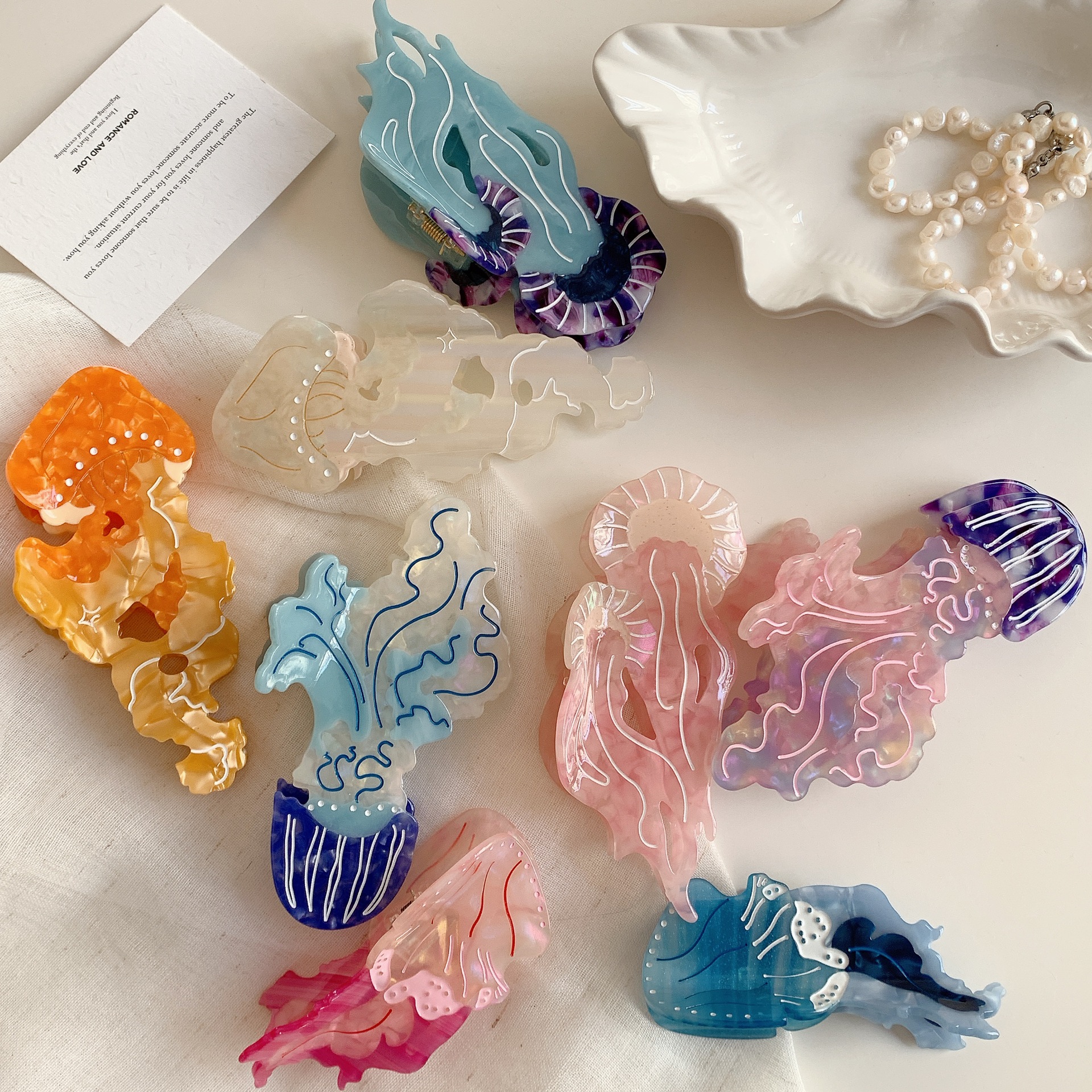 55g Weight Cute Marine Style Women's Jellyfish Acetic Acid Sheets Hair Claws
