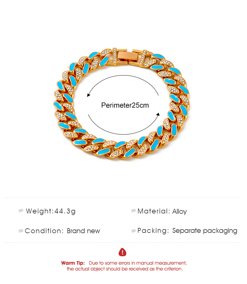 New Two-color Oil Dripping Rhinestones Cuban Bracelet Fashion Brand Thick Chain Anklet display picture 1