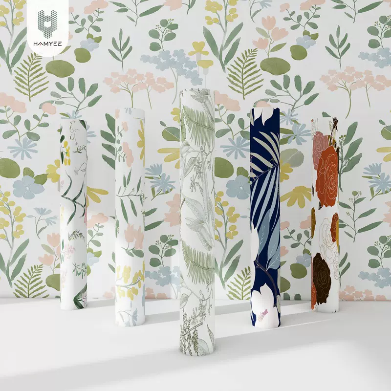 跨境加厚花卉植物墙纸自粘卧室墙面装饰壁纸背景墙墙贴自贴批发
