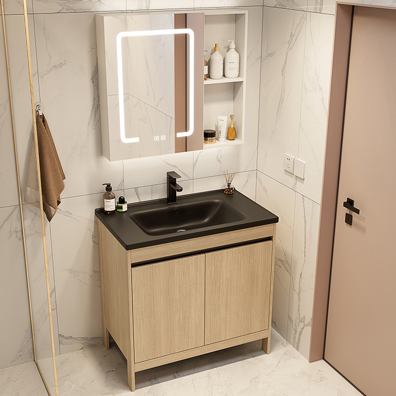 Color tronco espacio de aluminio gabinete de baño combinación de cerámica negra una bañera de baño tipo piso lavabo piscina balcón
