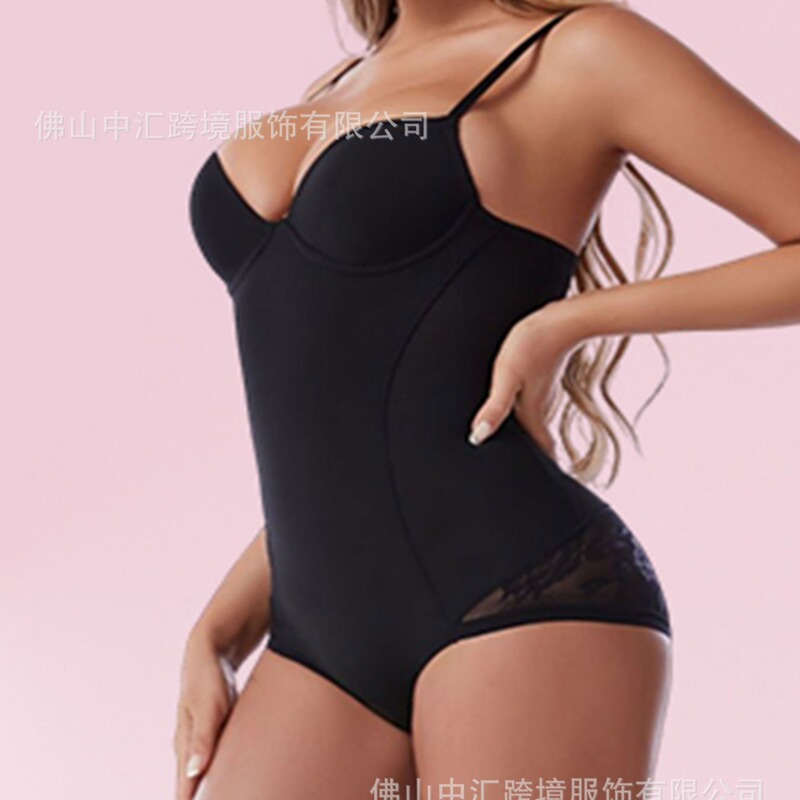 Hip Semi-transparent Pattern Seamless Abdominal Tight Body Shaping Abdominal Control Hip Lifting Suspender Bodysuit Cross-border Explosions