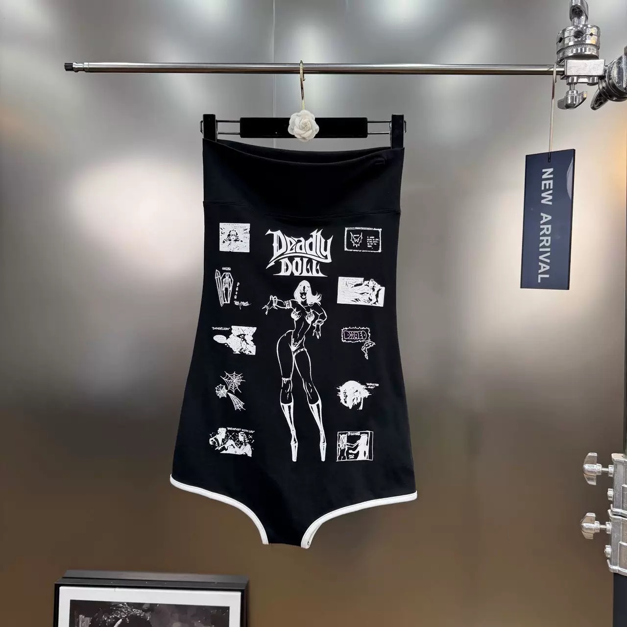 2025 Spring and Summer American Comic Style Printed Tube-top Siaman Shorts Retro Slim-fit Slimming Spice Girls