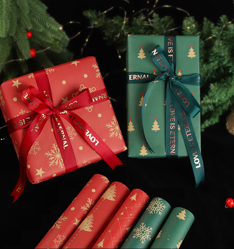 圣诞包装纸 工厂批发双面彩印牛皮纸节日礼物盒包装纸 礼品包装纸详情12