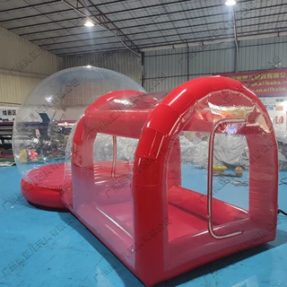 网红透明充气泡泡屋儿童派对连续充气球形PVC红色帐篷bubblehouse