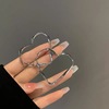 Silver needle, design fashionable metal earrings, European style, trend of season, simple and elegant design