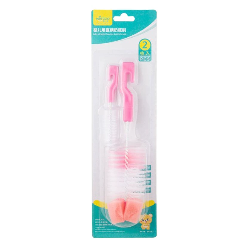 Щетка для бутылочек с губкой Набор из 2 предметов Комбинированная щетка для детских бутылочек Hip-Hop Fort Щетка для сосков с крючком Щетка для очистки 9133