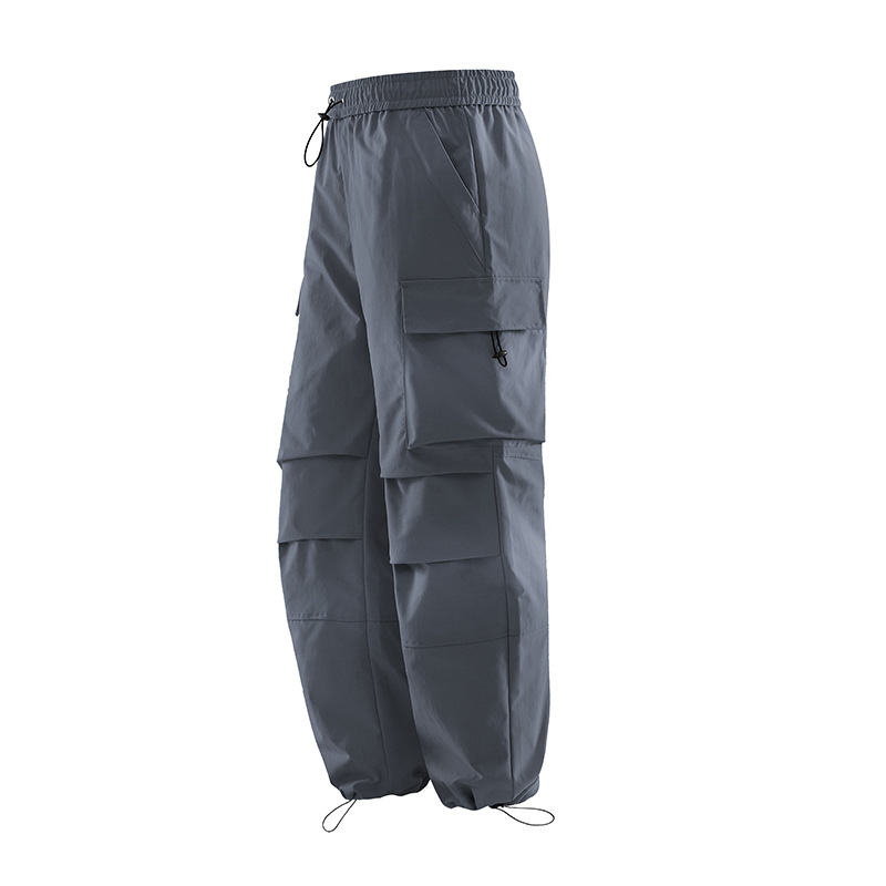 2024 primavera y verano nuevos pantalones casuales de estilo americano delgado moda delgado pantalones de trabajo bolsillo de empalme