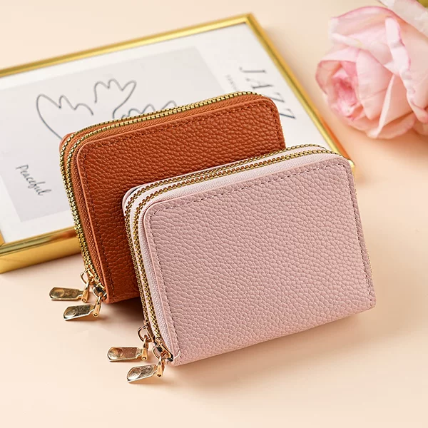 2025 Multifunctional Card Holder Factory Wholesale New Organ Card Holder Double Layer Zipper Women's Wallet Large Capacity Card Holder