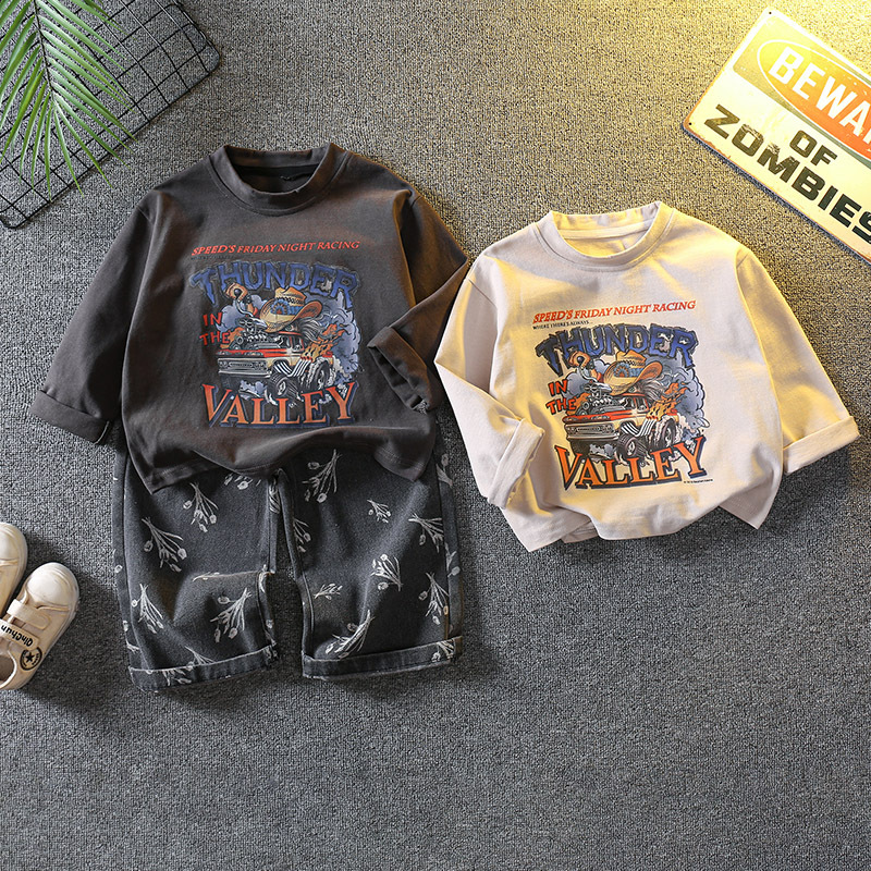 6088 traje de suéter para niños 2024 nueva primavera y otoño estilo occidental camisa de fondo para bebé niño otoño traje de dos piezas