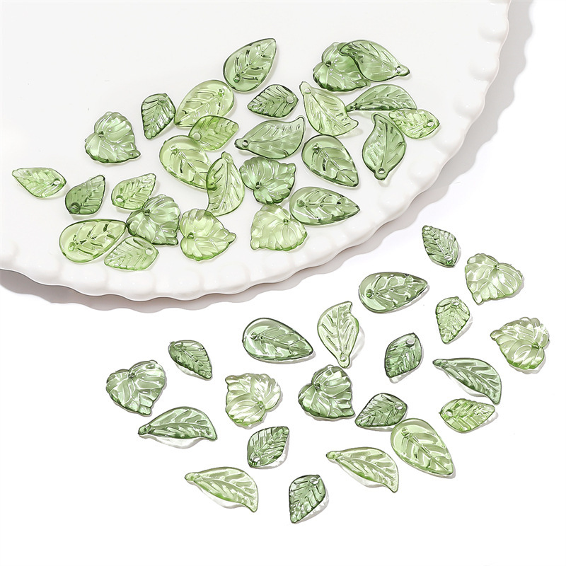 Acrylic Mini Leaf Pendant Beaded Bracelet DIY Material Mobile Phone Chain Hanging Leaf Jewelry Accessories