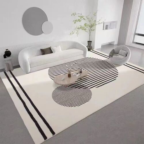 Cross-border light luxury simple line cotton linen bottom faux cashmere bed side rug living room bedroom home use durable mat