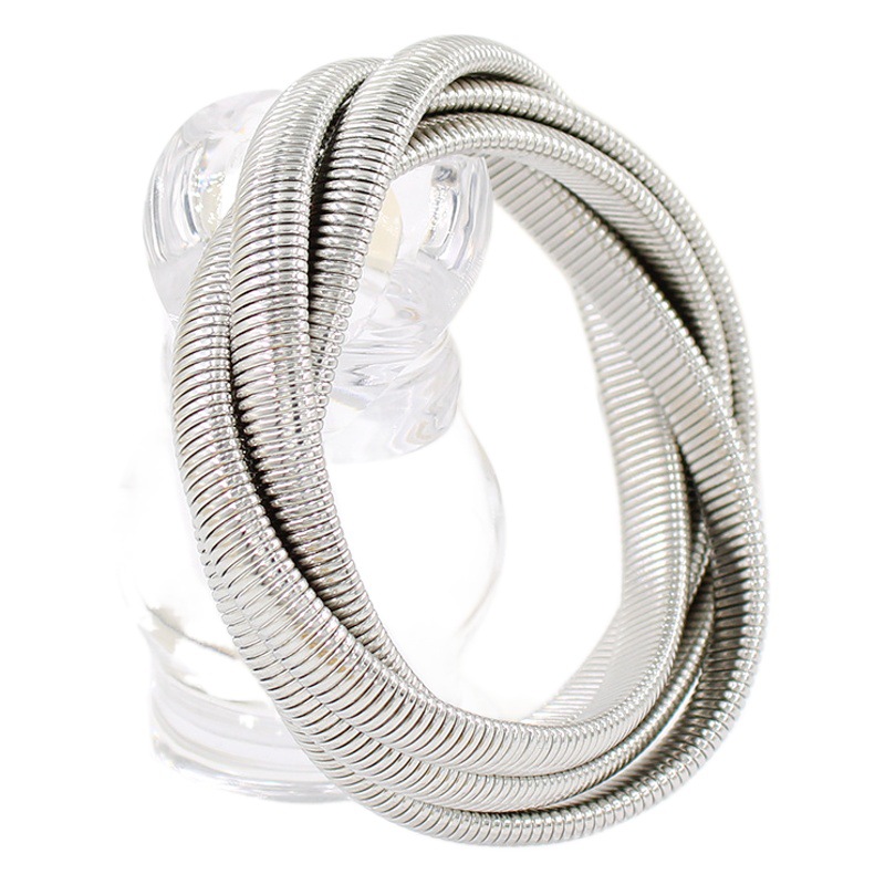 De alta calidad punk estilo apilado de múltiples capas pulsera chapado en oro de acero inoxidable elástico nueva moda pulsera joyería femenina