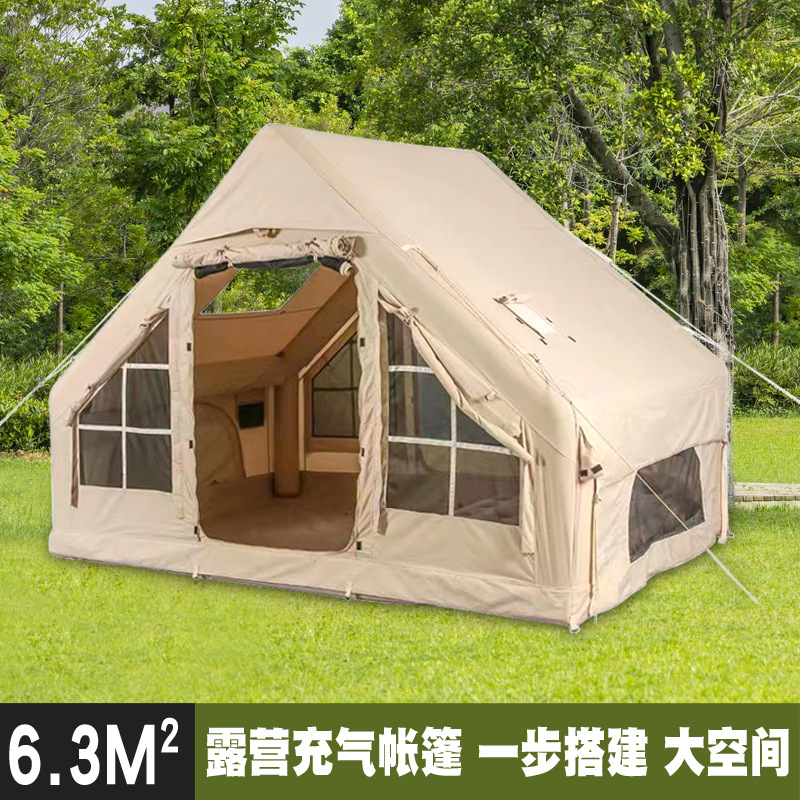 Carpa inflable para acampar al aire libre, tela Oxford gruesa, portátil, impermeable, montaje automático, habitación individual, resistente al frío, montaje rápido.