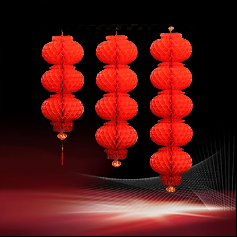 Plastic Paper String Lanterns Plastic Paper Honeycomb Lanterns Holiday Celebrations Festive Shopping Mall Decoration Lantern String Store Decorations