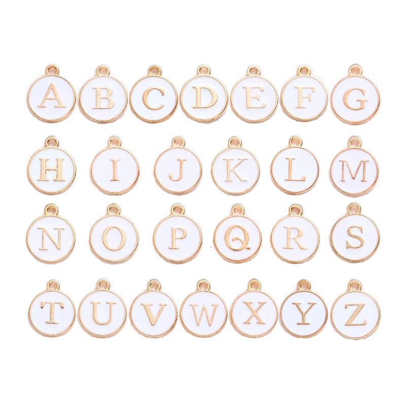 KC aleación de oro de doble cara goteo aceite 26 letras DIY multi-color traje joyería accesorios colgante collar accesorios al por mayor