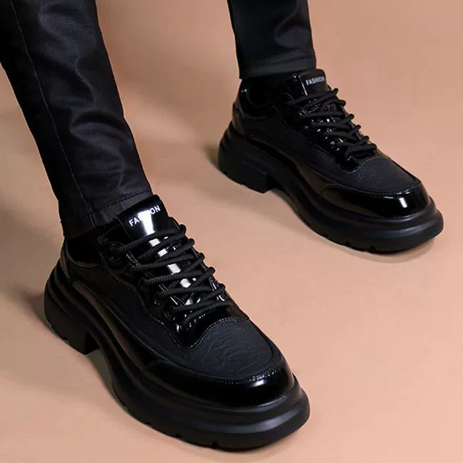 Новые мужские большие кожаные туфли, деловые повседневные туфли дерби на толстой подошве, увеличивающие рост, формальные кожаные туфли, универсальный британский стиль, поддерживают секретный текст.