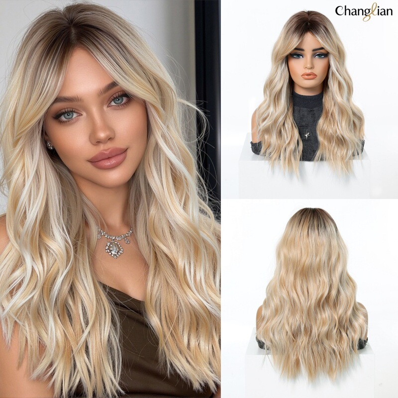 Ombre Blonde Body Wave Wig High-Temperature Synthetic Wig European and American Style Natural Women's Wig