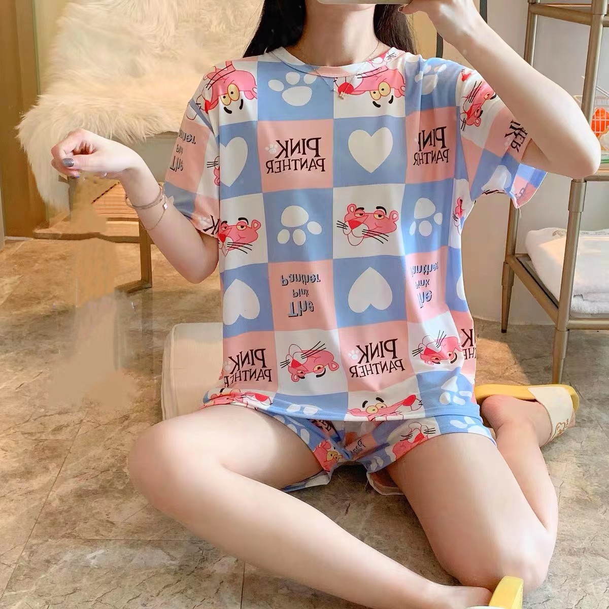 Traje de manga corta - leopardo rosa