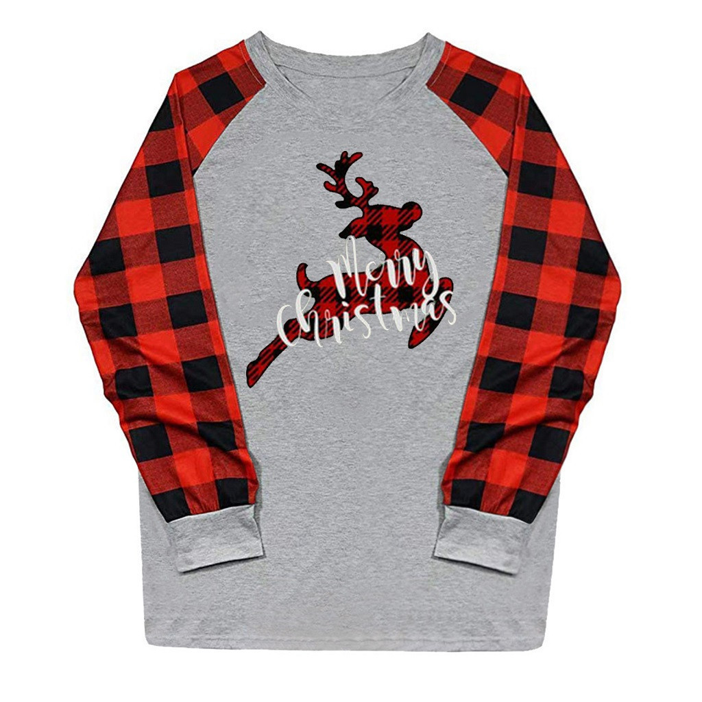 Vánoční kostkovaný kostkovaný oblek s dlouhým rukávem, pyžamo, domácí oblečení, kalhoty, oblek pro rodiče a děti_voghion.com