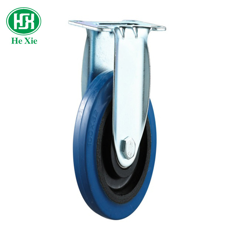 Silent swivel casters elastic wheels 3-inch 4-inch 5-inch scooter rubber wheels hand push wheel medium blue elastic casters