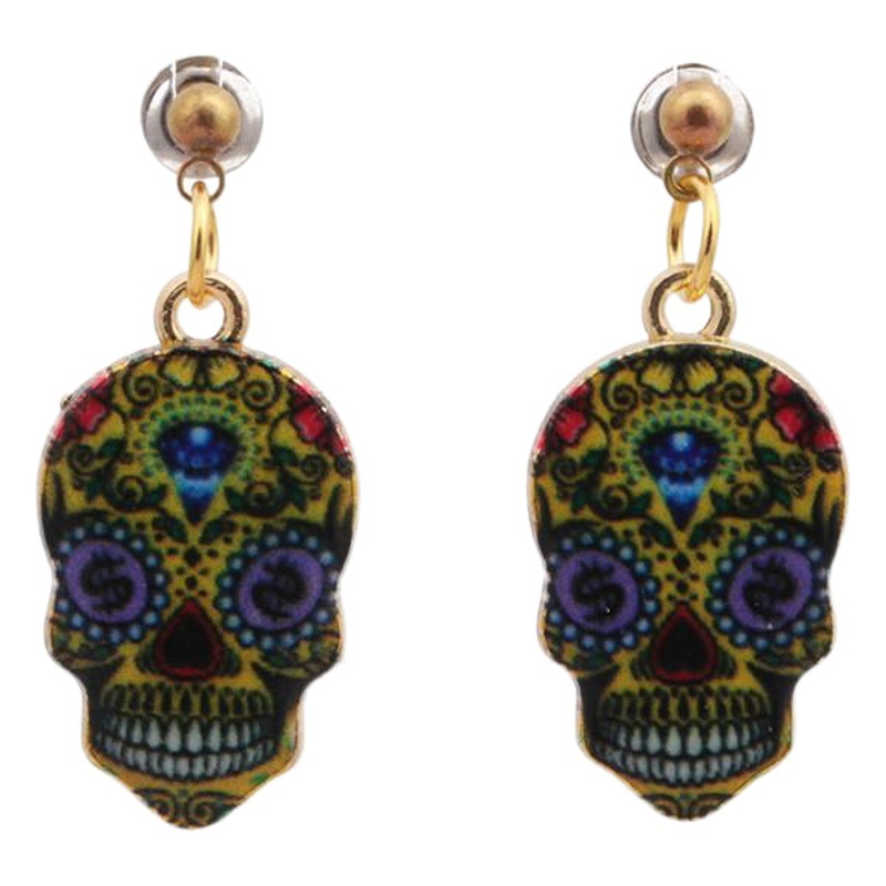 AliExpress popular de Halloween cráneo Stud pendientes original punk cráneo pendientes gota para el oído