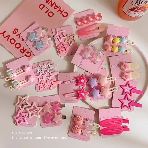 Pink Star Hair Clip for Girls, Sweet and Cute, Bangs Hairpin, Fringe Hair Clip, Duckbill Hairpin, BB Hair Clip, Simple Hair Accessory