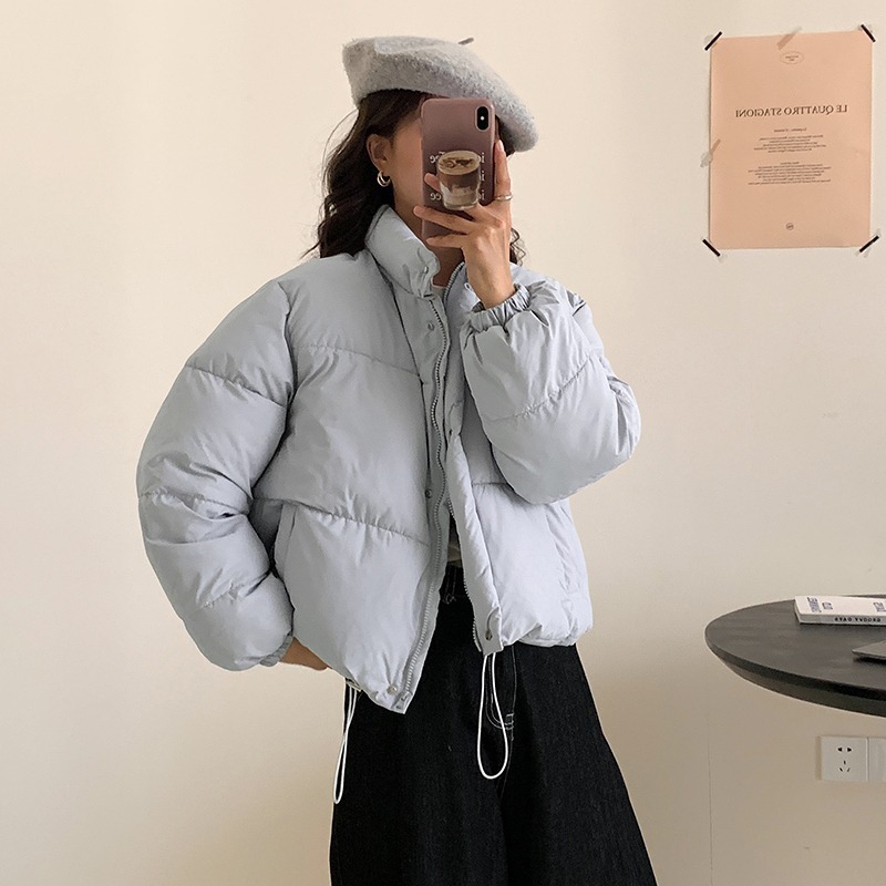 网红短款立领棉服棉衣女2025新款冬季韩版宽松加厚面包服棉袄外套|undefined